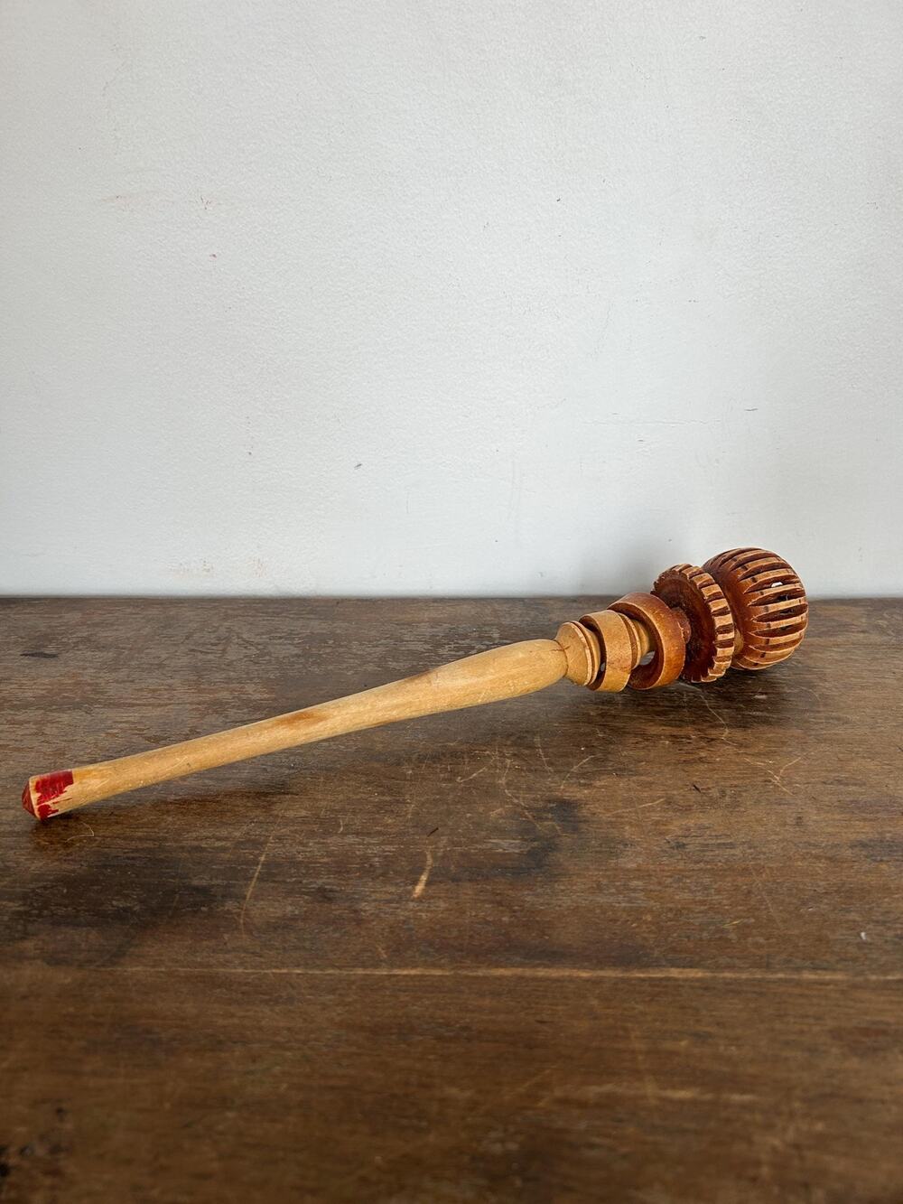 Vintage Hand-Carved Wooden Molinillo Whisk, Mexican Kitchen Tool, Rustic Decor